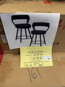 Lazzara Avignon 25 in. Dark Gray Metal Swivel Counter Height Chair with Black Faux Leather Seat (Set of 2)! (NEW IN BOX)