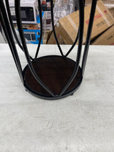 Kerlin 18.3 in. Rustic Brown Round Side Table Wood End Table with Metal Frame for Living Room, Bedroom- new- assembled- small shipping defect