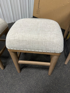 Bernard’s Frosted Glass Console Table with 3 Stools, Sand Finish!! NEW AND ASSEMBLED!!