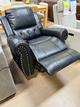 Black Studded Air Leather Power Lift Reclining Chair with Massage, Recliner Chair with Remote and Footrest! (NEW)