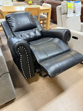 Black Studded Air Leather Power Lift Reclining Chair with Massage, Recliner Chair with Remote and Footrest! (NEW)