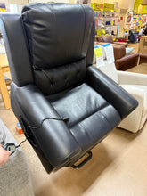 Black Studded Air Leather Power Lift Reclining Chair with Massage, Recliner Chair with Remote and Footrest! (NEW)