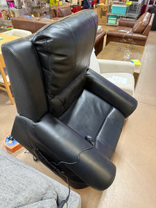 Black Studded Air Leather Power Lift Reclining Chair with Massage, Recliner Chair with Remote and Footrest! (NEW)