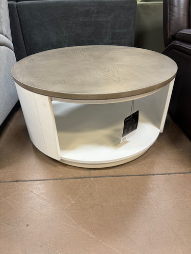 Flexsteel Melody 35” Round Coffee Table with Wheels!! NEW OUT OF BOX(SHIPPING DAMAGES)!!