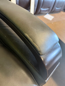 !!!SALVAGE SPECIAL!!! Canmore Leather Power Recliner with Power Headrest, Gray!! POWER RECLINE FEATURE DOES NOT WORK BUT CAN BE PUSHED BACK TO MANUALLY RECLINE!!