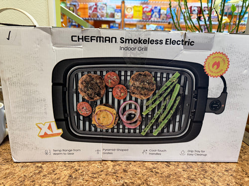 Chefman Smokeless Indoor Electric Grill, Adjustable Temperature Control, Dishwasher-Safe Parts! (NEW IN BOX)