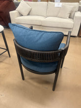 Grand patio Outdoor Dining Chairs Set of 4, 4 Pieces Patio Dining Chairs, Metal Woven Wicker Fixed Patio Chairs with Peacock Blue Cushions for Backyard, Deck, Garden, Porch, Lawn and Poolside (Brown)