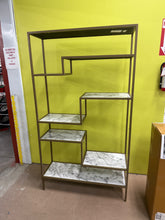 72"H x 40"W Modern 5-Tier Display Shelf Unit with Marble-Look Surfaces and Open Storage