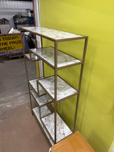 72"H x 40"W Modern 5-Tier Display Shelf Unit with Marble-Look Surfaces and Open Storage