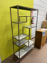 72"H x 40"W Modern 5-Tier Display Shelf Unit with Marble-Look Surfaces and Open Storage