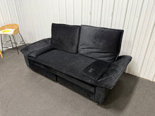 3-in-1 Convertible Black 73.2 in. Soft Velvet Queen Size Sofa Bed with 2-Soft Pillows! (NEW & ASSEMBLED)