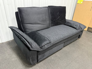 3-in-1 Convertible Black 73.2 in. Soft Velvet Queen Size Sofa Bed with 2-Soft Pillows! (NEW & ASSEMBLED)