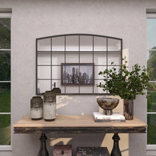 Haider Glass and Metal Arched Window Pane Inspired Wall Mirror, 34” x 48”! (NEW)