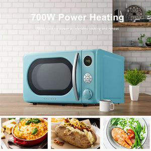 Galanz 0.7 Cu ft Retro Countertop Microwave Oven, 700 Watts, Blue, **New**