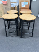 Steve Silver Magnolia Brown Wood Seat with Black Metal Frame Counter Stool (Set of 4) - (Brand New) - NO SHIPPING!