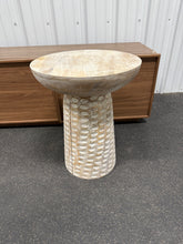 Boyd 16 in. W White Wash Round Solid Mango Wood End Table with Handcrafted Design