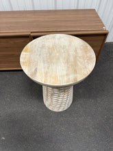 Boyd 16 in. W White Wash Round Solid Mango Wood End Table with Handcrafted Design