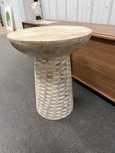 Boyd 16 in. W White Wash Round Solid Mango Wood End Table with Handcrafted Design