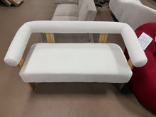 ModernLuxe Rubberwood Sofa Couch, Upholstered Loveseat Sofa Chair with Curved Rounded Armrests - WE DO NOT SHIP!!