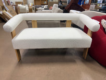 ModernLuxe Rubberwood Sofa Couch, Upholstered Loveseat Sofa Chair with Curved Rounded Armrests - WE DO NOT SHIP!!