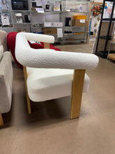 ModernLuxe Rubberwood Sofa Couch, Upholstered Loveseat Sofa Chair with Curved Rounded Armrests - WE DO NOT SHIP!!