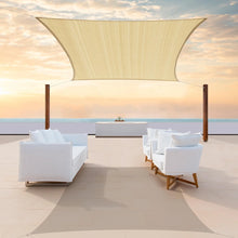 Amgo Rectangle Sun Shade Sail with Rope 200 GSM, 95% UV Blockage, 14Ft x 14Ft - Beige/Sand!
