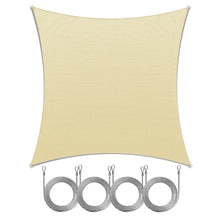 Amgo Rectangle Sun Shade Sail with Rope 200 GSM, 95% UV Blockage, 14Ft x 14Ft - Beige/Sand!