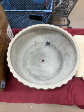 Large Light Gray Round Concrete Planter with Pleated Design and Drainage Hole (21 in. L x 21 in. W x 8.5 in. H) - WE DO NOT SHIP!!