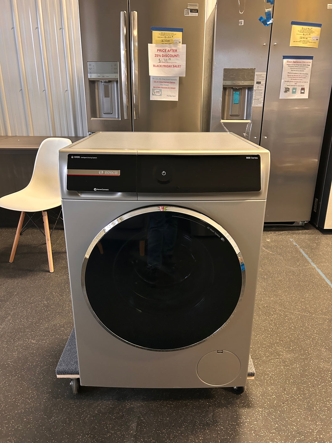 Bosch 800 Series 2.4-cu ft High Efficiency Stackable Steam Cycle Smart Front-Load Washer (Pearl Steel) ENERGY STAR! (USED - WORKS GREAT! - (220V PLUG!)