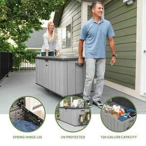Lifetime 150 Gallon Outdoor Storage Deck Box, Storm Dust Gray (60215)**New in box**