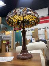 Tiffany Style Double Head Dragonfly Colored Glass Table Lamp