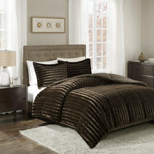 MADISON PARK Home Essence Faux Fur 3 Piece Brown Comforter Set, Full/Queen**New**
