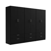 Hokku Designs 6 Doors 6 Drawers Storage Cabinet Wardrobe with Shelves and Hanging Space 94"L Wooden Armoire Closet Organization Unit for Bedroom and Office - NO SHIPPING!