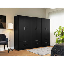 Hokku Designs 6 Doors 6 Drawers Storage Cabinet Wardrobe with Shelves and Hanging Space 94"L Wooden Armoire Closet Organization Unit for Bedroom and Office - NO SHIPPING!