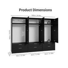 Hokku Designs 6 Doors 6 Drawers Storage Cabinet Wardrobe with Shelves and Hanging Space 94"L Wooden Armoire Closet Organization Unit for Bedroom and Office - NO SHIPPING!