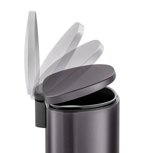 Qualiazero 13.2 Gallon Trash Can, D-Shape Step On Kitchen Trash Can, Black Stainless Steel**New,minor dent from shipping**