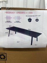 Rectangular Aluminum Outdoor Dining Table with Umbrella Hole, 116.5'' in. W X 41.7'' in. D, Black - WE DO NOT SHIP!!