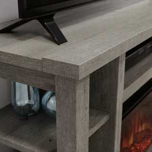 Sauder TV Stand with Electric Fireplace & Storage for TVs up to 50", Mystic Oak Finish**New in box**