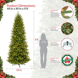 9 ft. Pre-lit Slim Fraser Fir Artificial Christmas Tree 800 UL listed Clear Lights**New in box**