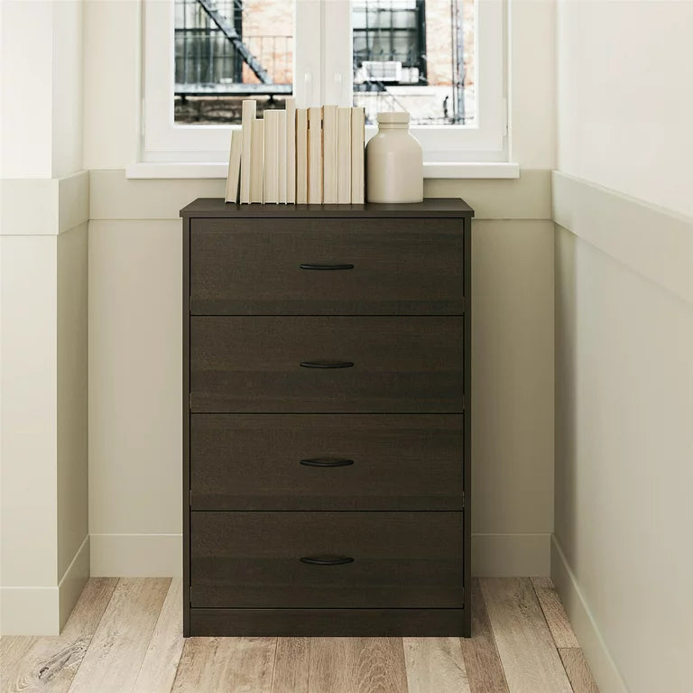 Mainstays Classic 4 Drawer Dresser, Espresso! (NEW IN BOX)