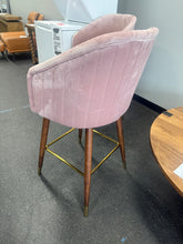Porthos Home Olea Velvet Upholstered Bar Stools with Rubberwood Legs, Set of 2, Pink - WE DO NOT SHIP!!