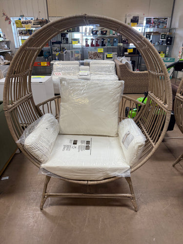 Better Homes & Gardens Bellamy Round Wicker Outdoor Egg Chair, Beige!! NEW AND ASSEMBLED!!