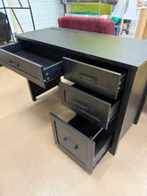BLACK FARMHOUSE EXECUTIVE DESK WITH 4 DRAWERS & BUILT-IN CHARGING STATION!! (BRAND NEW & ASSEMBLED)
