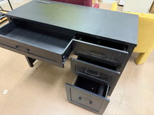 BLACK FARMHOUSE EXECUTIVE DESK WITH 4 DRAWERS & BUILT-IN CHARGING STATION!! (BRAND NEW & ASSEMBLED)