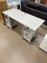 Trestle Executive Desk Chalked Chestnut - Sauder: Rustic Farmhouse Style, Office Workstation with File Drawer - WE DO NOT SHIP!!