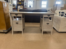 Trestle Executive Desk Chalked Chestnut - Sauder: Rustic Farmhouse Style, Office Workstation with File Drawer - WE DO NOT SHIP!!