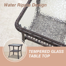 Brown Square Wicker Rattan Side Table With Glass Top