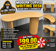 MODERN CURVED WRITING DESK WITH FLUTED PEDESTAL BASE!! (BRAND NEW & ASSEMBLED)