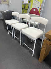 GrandNoor Beige Modern Bar Stools Set of 3, 24 Inch Counter Stools with Curved Backrest, Counter Height Bar Stools for Kitchen Island - WE DO NOT SHIP!!
