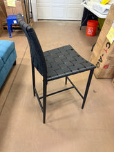 Wellfleet-Barstool 24" Seat/Counter Height - Woven Faux Leather -Black!! BRAND NEW(SET OF 3, 2 in boxes & 1 Assembled)!!